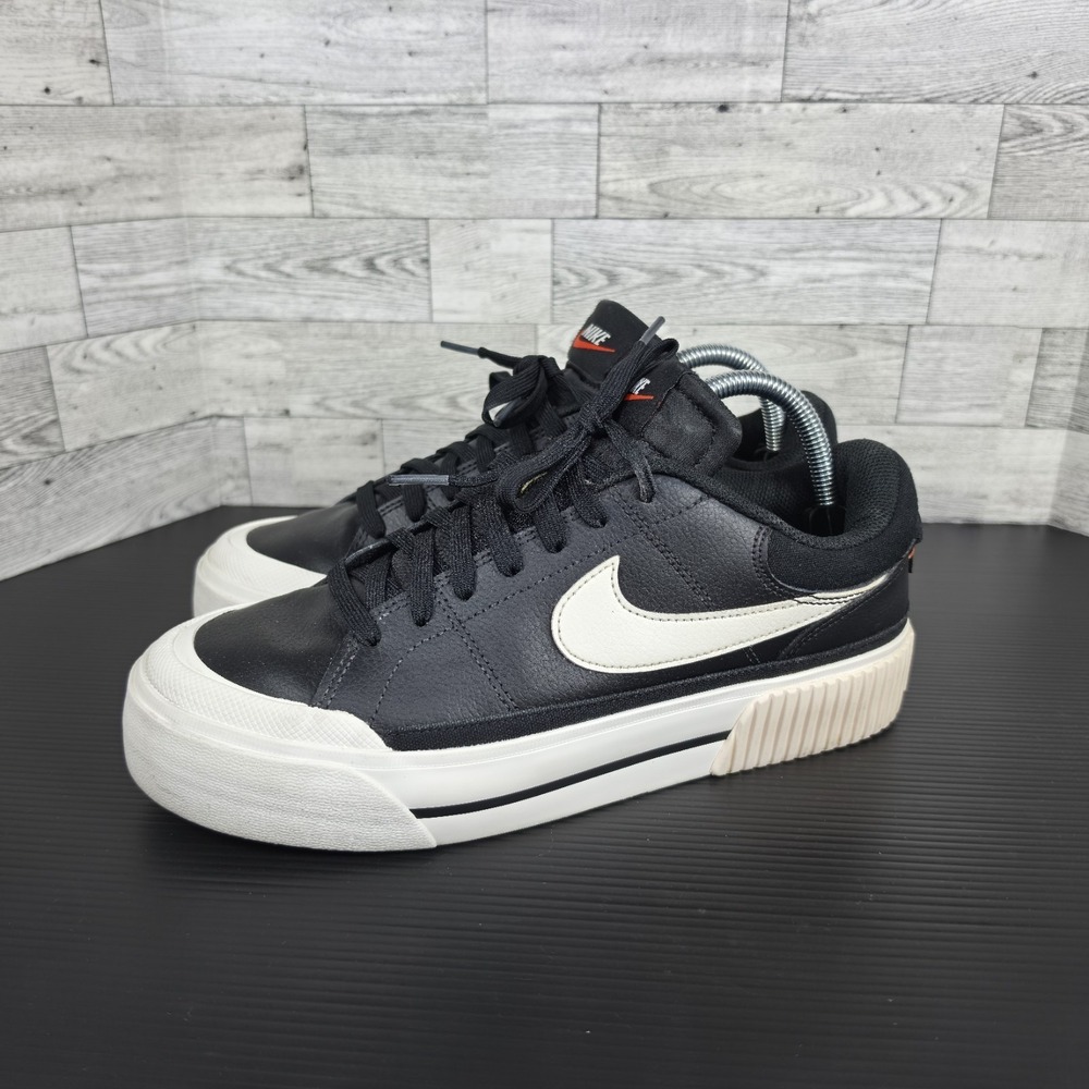 Nike Court Legacy Lift DM7590-001 Women's 10 Trainer Shoes Black Leather Sneaker